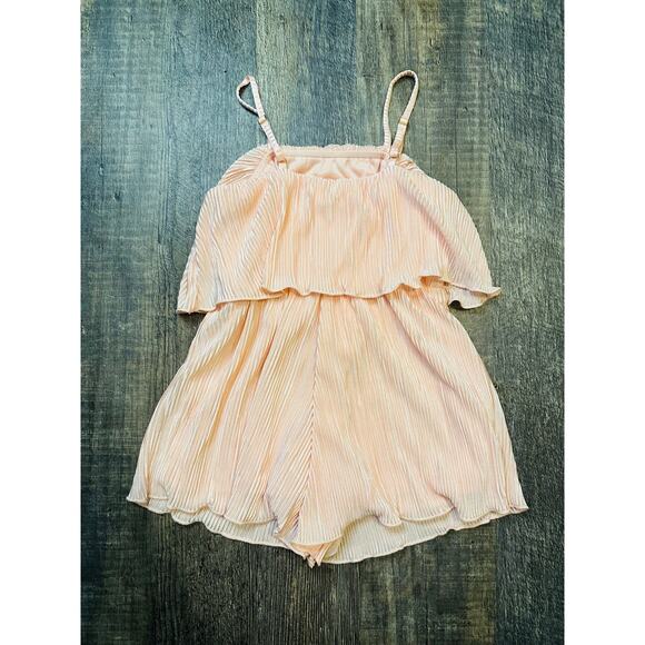 GB girls Other - GB Girls Light Peach Solid Girls Ribbed Sleeveless Romper Size 4 NWT